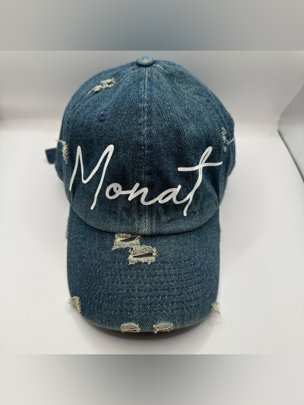 Monat Denim Style Distressed Adjustable Hat